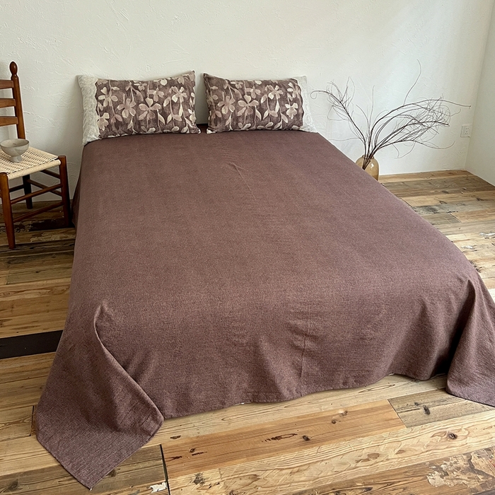 91家纺网 家纺一手货源 找家纺 仟网汇 2025新款亚麻复古花边系列四件套花影棕