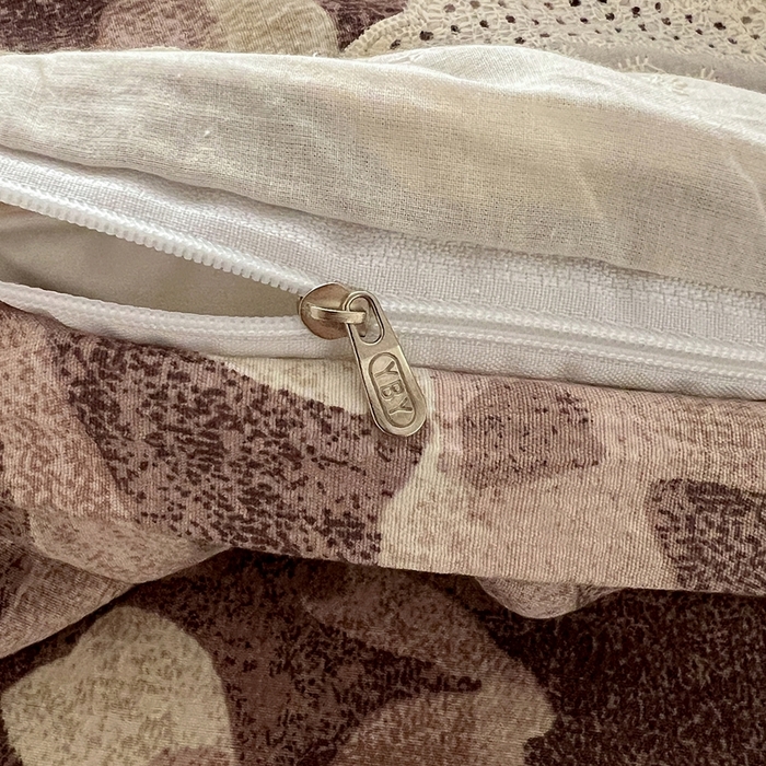 91家纺网 家纺一手货源 找家纺 仟网汇 2025新款亚麻复古花边系列四件套花影棕