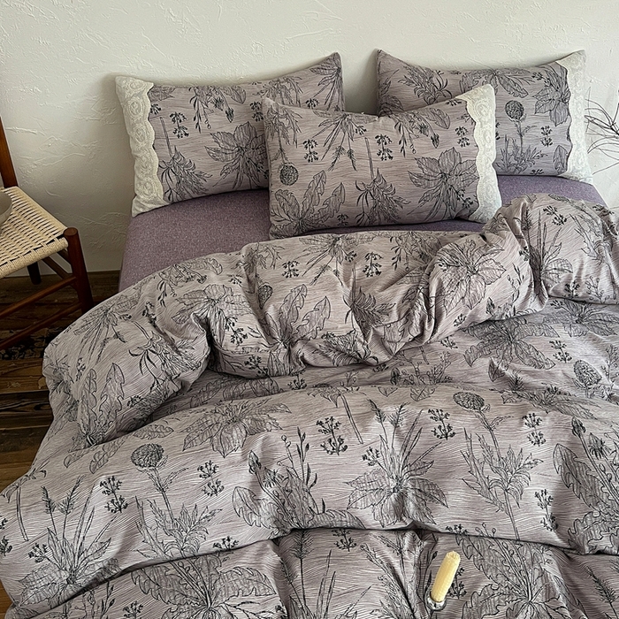 91家纺网 家纺一手货源 找家纺 仟网汇 2025新款亚麻复古花边系列四件套麦卡伦