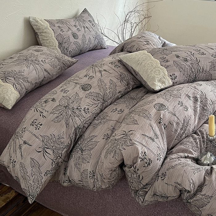 91家纺网 家纺一手货源 找家纺 仟网汇 2025新款亚麻复古花边系列四件套麦卡伦