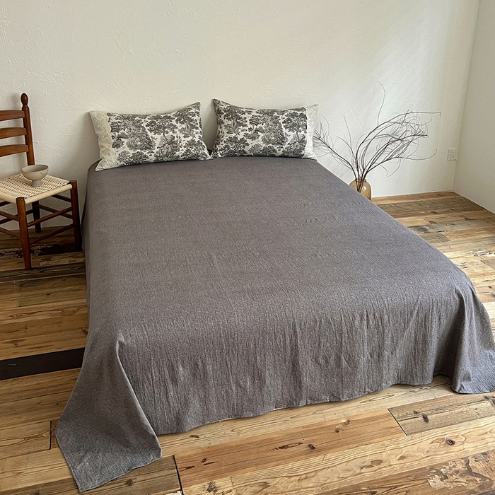 91家纺网 家纺一手货源 找家纺 仟网汇 2025新款亚麻复古花边系列四件套墨染江南