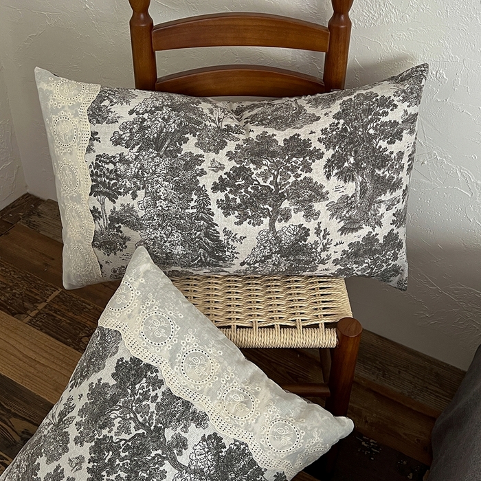 91家纺网 家纺一手货源 找家纺 仟网汇 2025新款亚麻复古花边系列四件套墨染江南