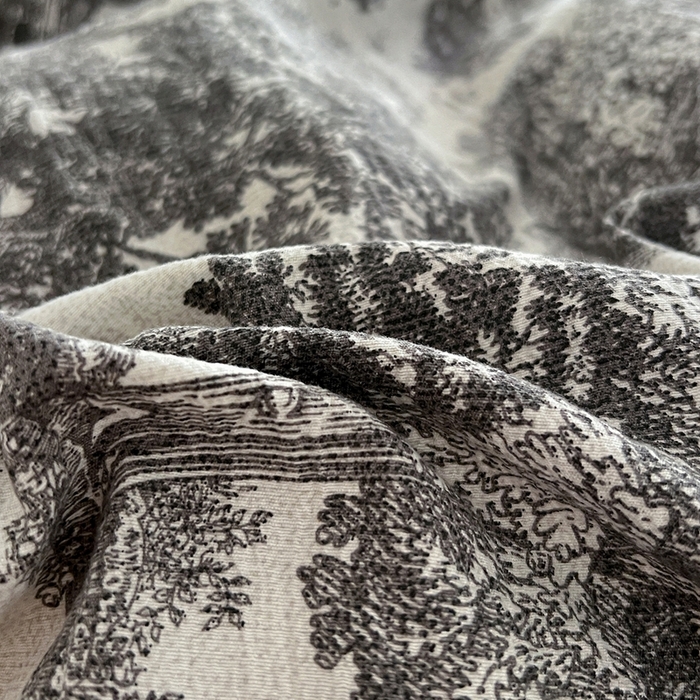 91家纺网 家纺一手货源 找家纺 仟网汇 2025新款亚麻复古花边系列四件套墨染江南