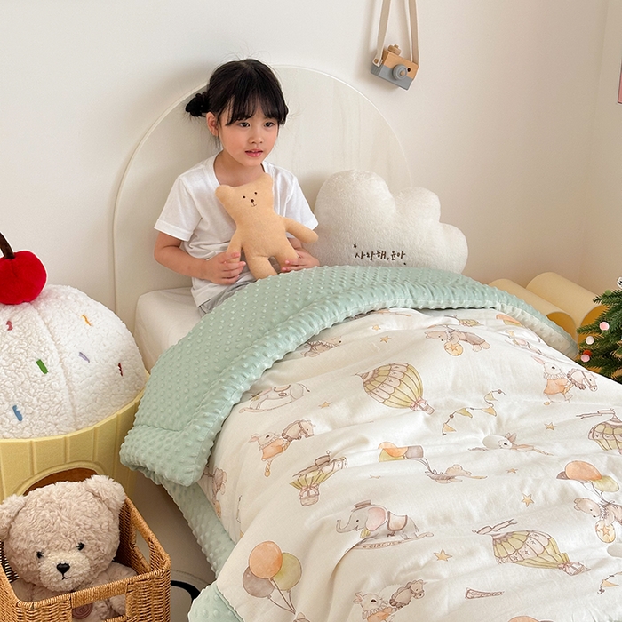 91家纺网 家纺一手货源 找家纺 （总）嗨生活 2025新款森林系原创儿童全棉双层纱春秋被冬被幼儿园被子