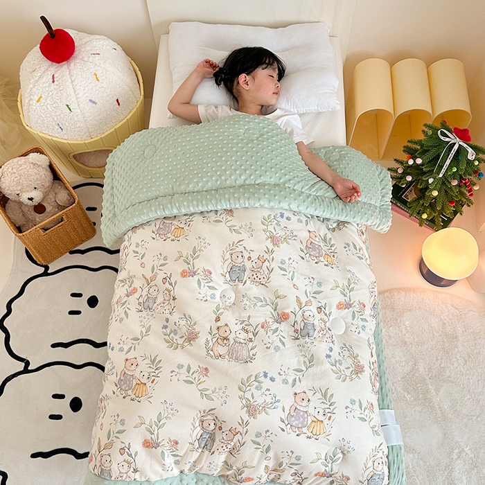 嗨生活 2025新款森林系原创儿童全棉双层纱春秋被冬被幼儿园被子 小熊花园