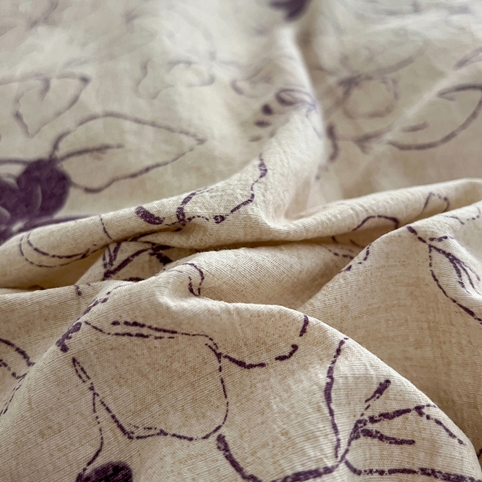 91家纺网 家纺一手货源 找家纺 仟网汇 2025新款亚麻复古花边系列四件套约定紫