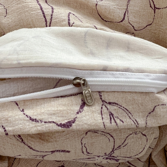 91家纺网 家纺一手货源 找家纺 仟网汇 2025新款亚麻复古花边系列四件套约定紫