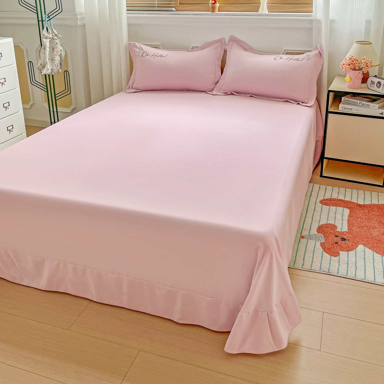 91家纺网 家纺一手货源 找家纺 （总）文黛家居 2025新款高克重水洗棉绣花四件套-彩虹牧马