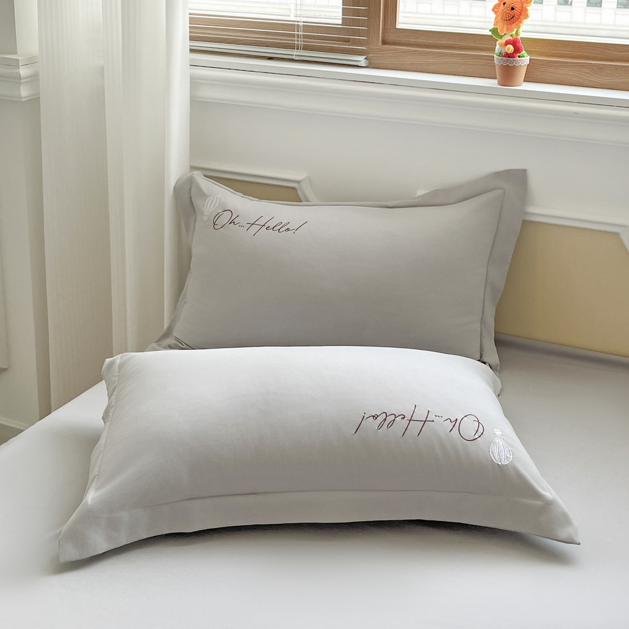 91家纺网 家纺一手货源 找家纺 文黛家居 2025新款高克重水洗棉绣花四件套-彩虹牧马 彩虹牧马-灰