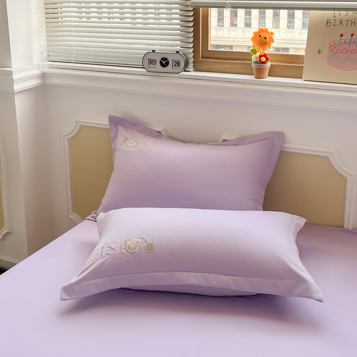 91家纺网 家纺一手货源 找家纺 文黛家居 2025新款高克重水洗棉绣花四件套-玫瑰之恋 玫瑰之恋-紫