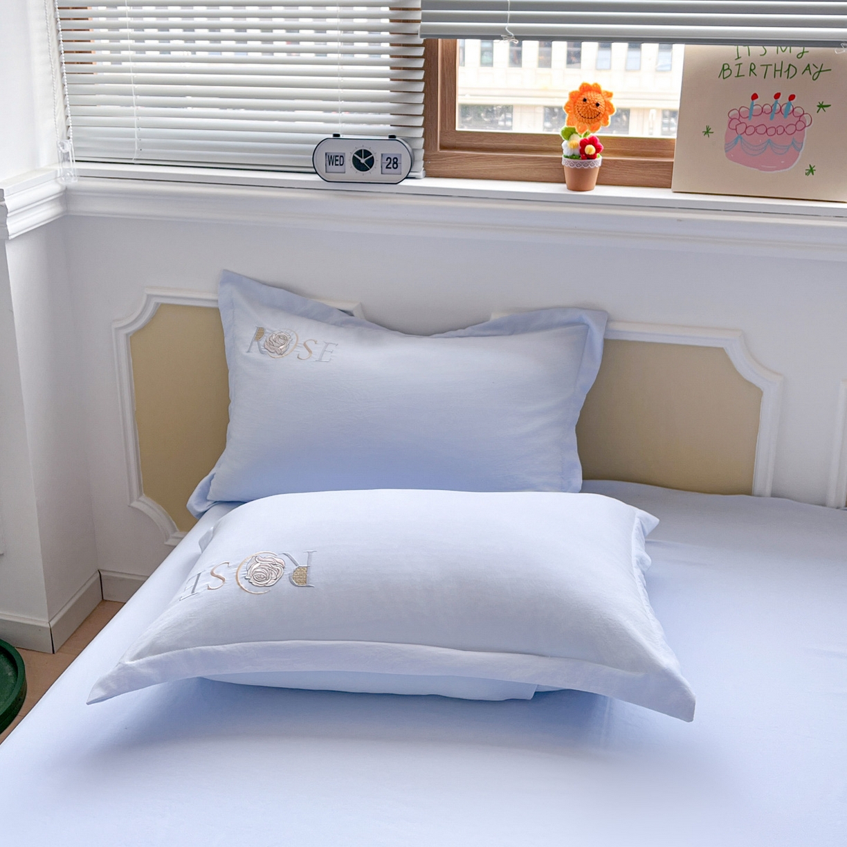 91家纺网 家纺一手货源 找家纺 文黛家居 2025新款高克重水洗棉绣花四件套-玫瑰之恋 玫瑰之恋-浅蓝