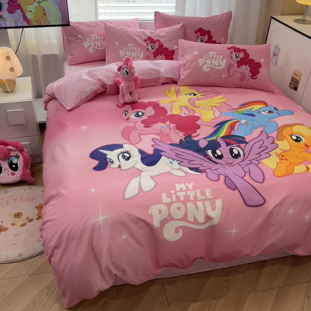 91家纺网 家纺一手货源 找家纺 （总）暮思家居 2025新款正版授权小马宝莉大版全棉数码印花纯棉四件套