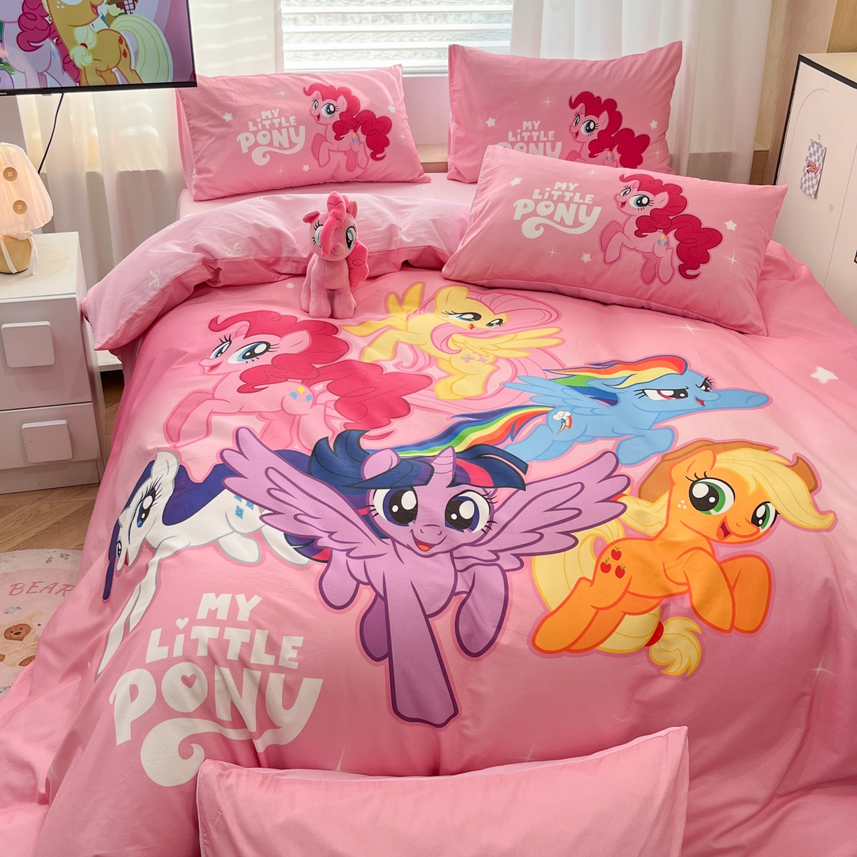 91家纺网 家纺一手货源 找家纺 （总）暮思家居 2025新款正版授权小马宝莉大版全棉数码印花纯棉四件套