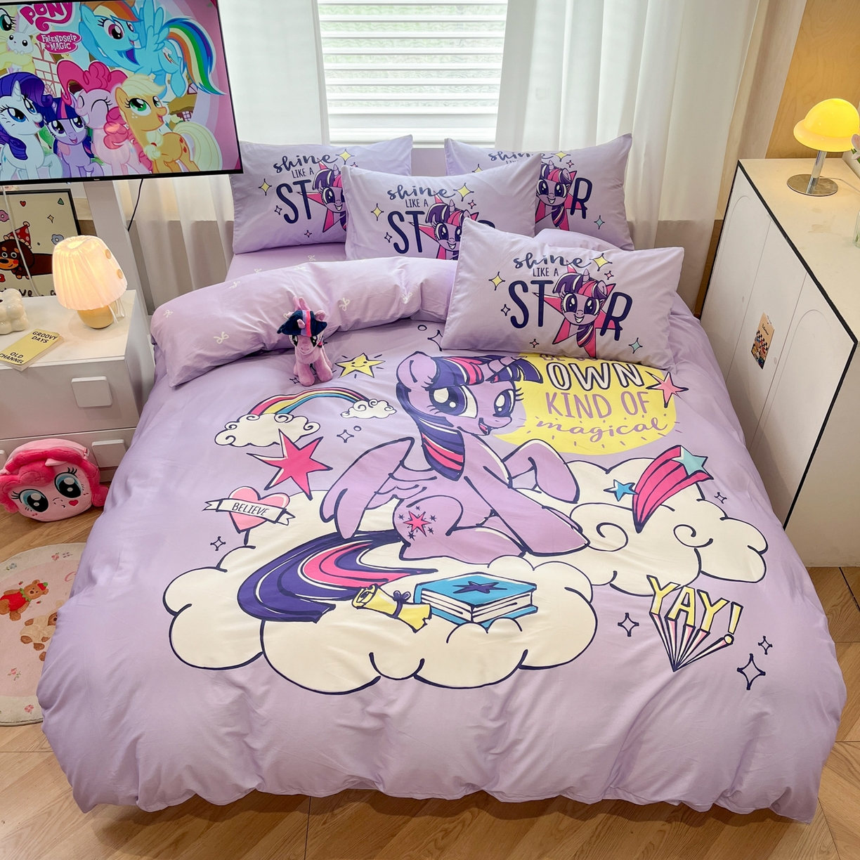 91家纺网 家纺一手货源 找家纺 （总）暮思家居 2025新款正版授权小马宝莉大版全棉数码印花纯棉四件套