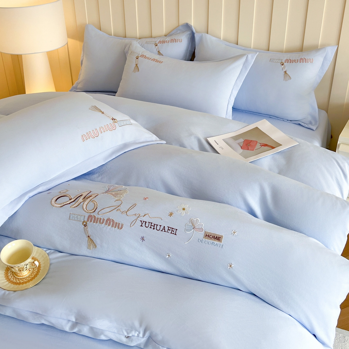 91家纺网 家纺一手货源 找家纺 （总）文黛家居 2025新款高克重水洗棉绣花四件套-梦恋