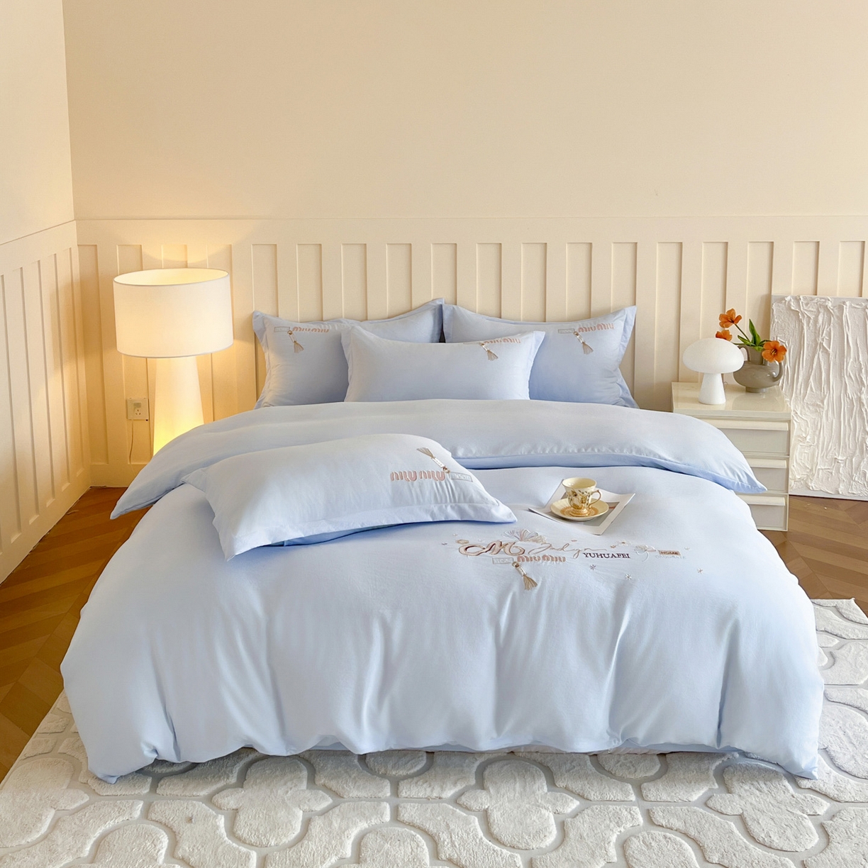 91家纺网 家纺一手货源 找家纺 （总）文黛家居 2025新款高克重水洗棉绣花四件套-梦恋