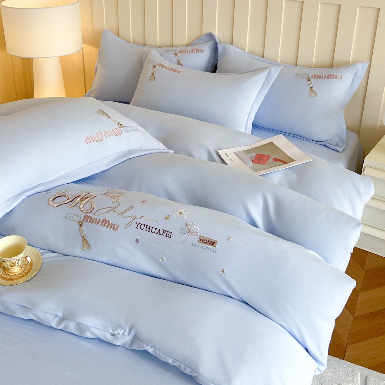 91家纺网 家纺一手货源 找家纺 （总）文黛家居 2025新款高克重水洗棉绣花四件套-梦恋