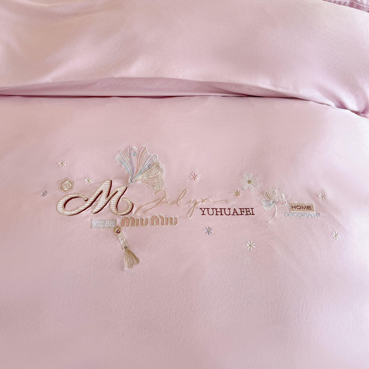 91家纺网 家纺一手货源 找家纺 文黛家居 2025新款高克重水洗棉绣花四件套-梦恋 梦恋-粉