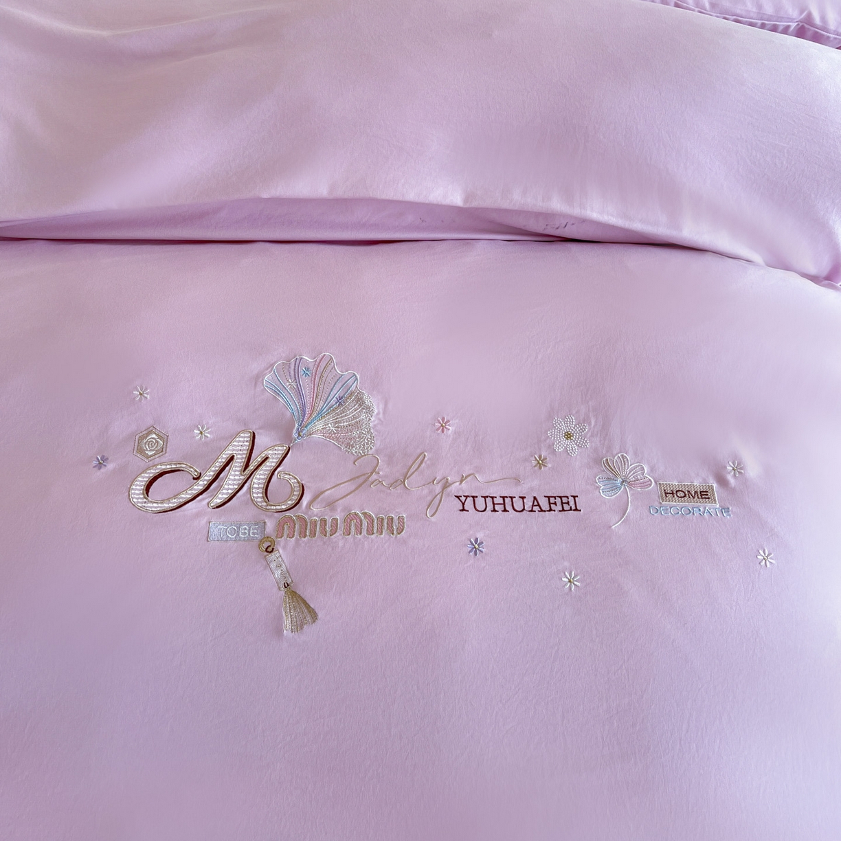 91家纺网 家纺一手货源 找家纺 文黛家居 2025新款高克重水洗棉绣花四件套-梦恋 梦恋-紫