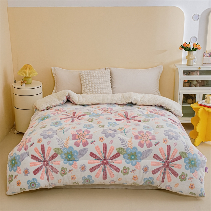 91家纺网 家纺一手货源 找家纺 曼町家居 2025新款加厚升级款雪花绒印花冬被 被子被芯 花开花落