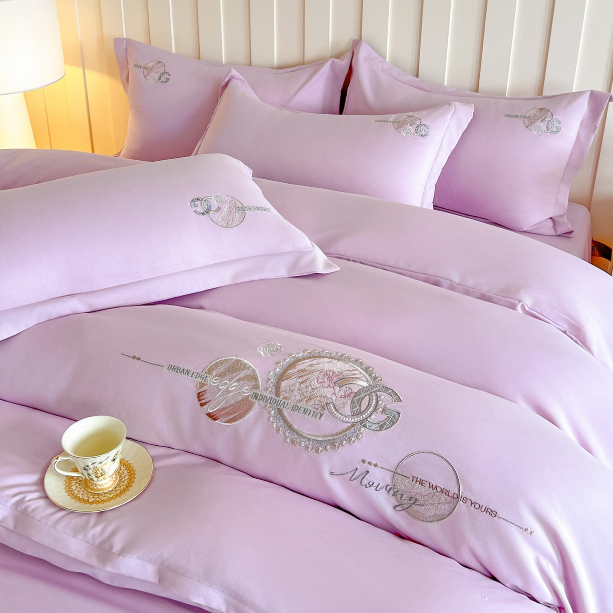 91家纺网 家纺一手货源 找家纺 （总）文黛家居 2025新款高克重水洗棉绣花四件套-奢侈生活