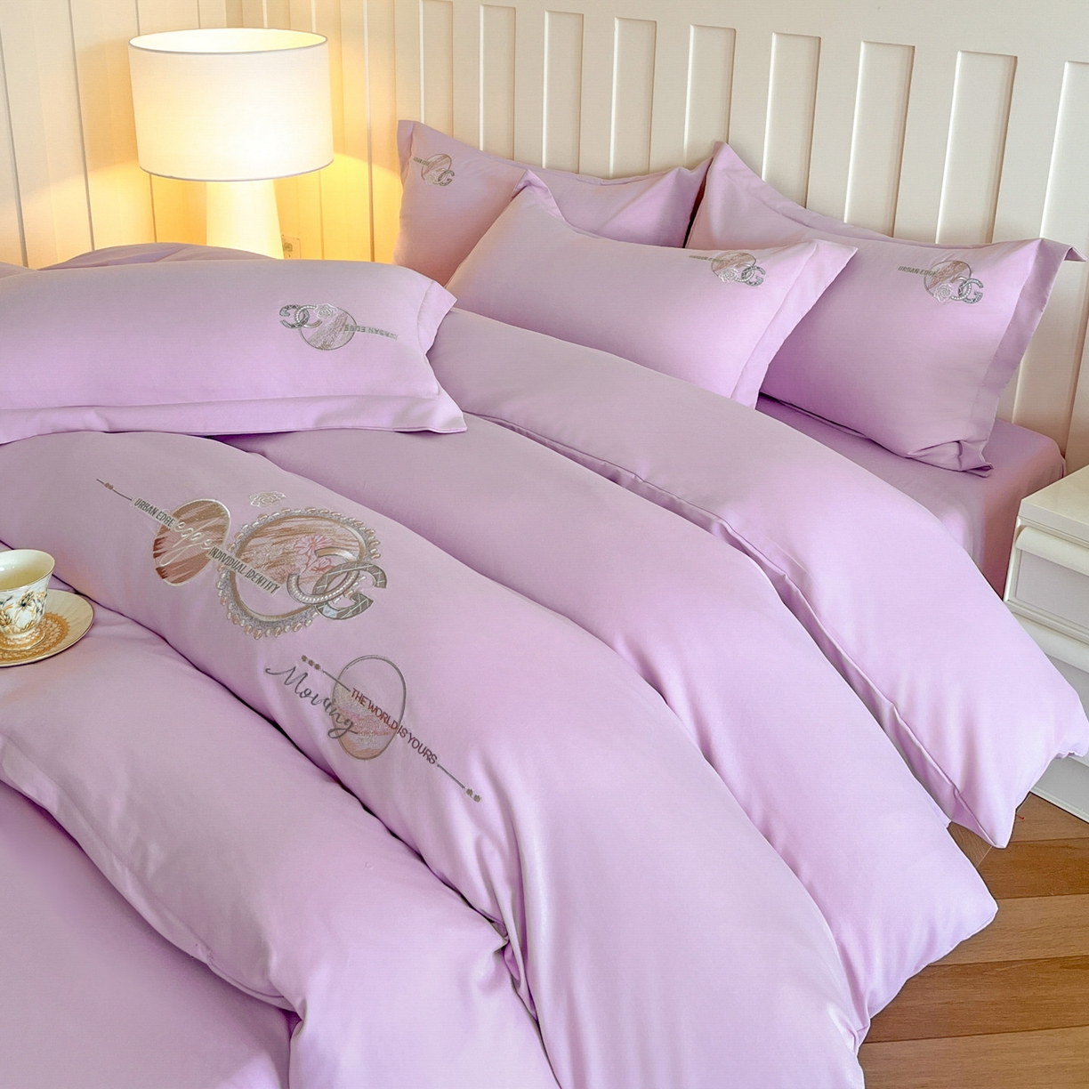 91家纺网 家纺一手货源 找家纺 （总）文黛家居 2025新款高克重水洗棉绣花四件套-奢侈生活