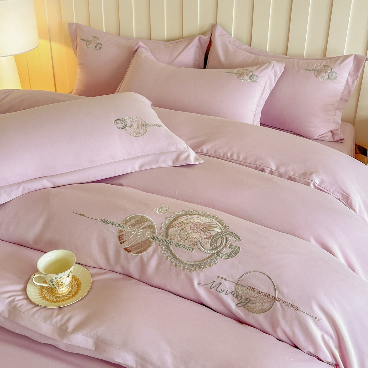 91家纺网 家纺一手货源 找家纺 （总）文黛家居 2025新款高克重水洗棉绣花四件套-奢侈生活