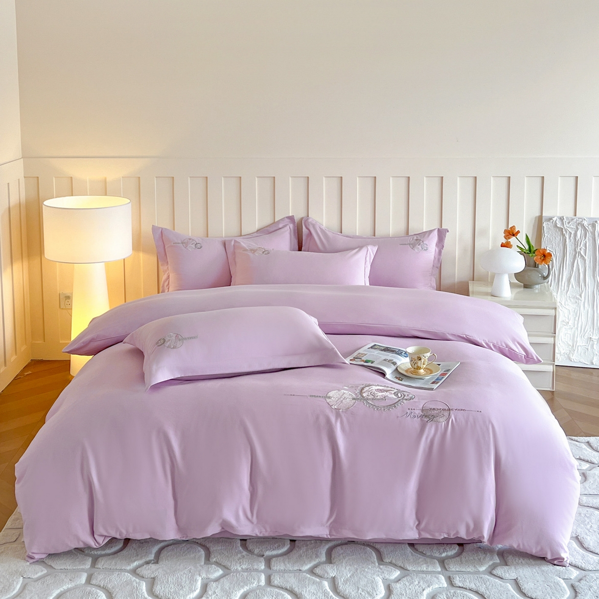 91家纺网 家纺一手货源 找家纺 （总）文黛家居 2025新款高克重水洗棉绣花四件套-奢侈生活