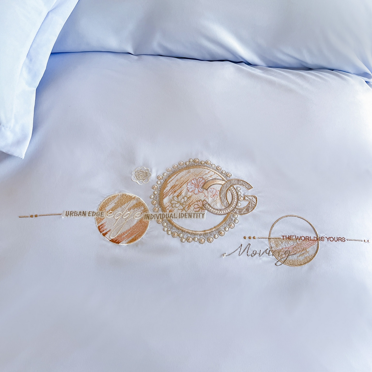 91家纺网 家纺一手货源 找家纺 文黛家居 2025新款高克重水洗棉绣花四件套-奢侈生活 奢侈生活-浅蓝