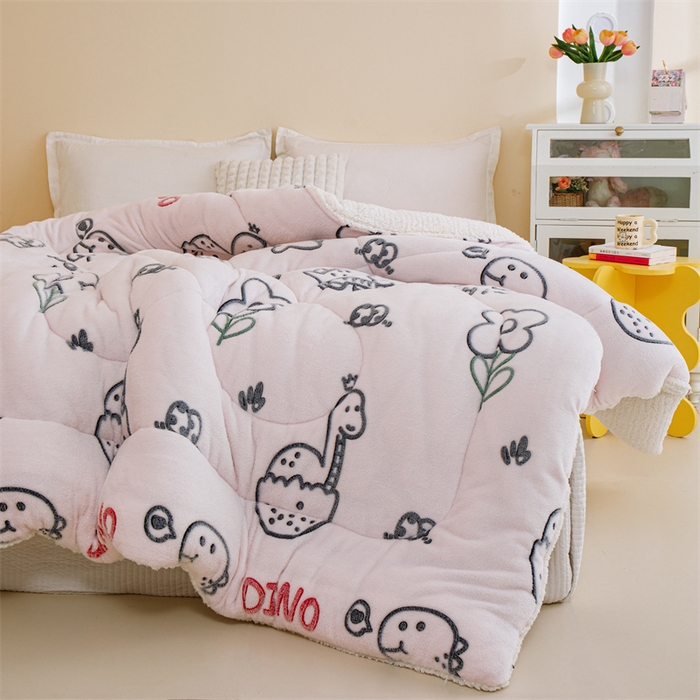 91家纺网 家纺一手货源 找家纺 曼町家居 2025新款加厚升级款雪花绒印花冬被 被子被芯 恐龙乐园