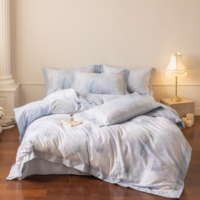 91家纺网 家纺一手货源 找家纺 巧玲珑 2025新款ABk版新疆棉双拼四件套（新花色已更新）白茶清欢