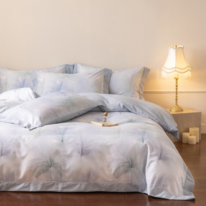 91家纺网 家纺一手货源 找家纺 巧玲珑 2025新款ABk版新疆棉双拼四件套（新花色已更新）白茶清欢