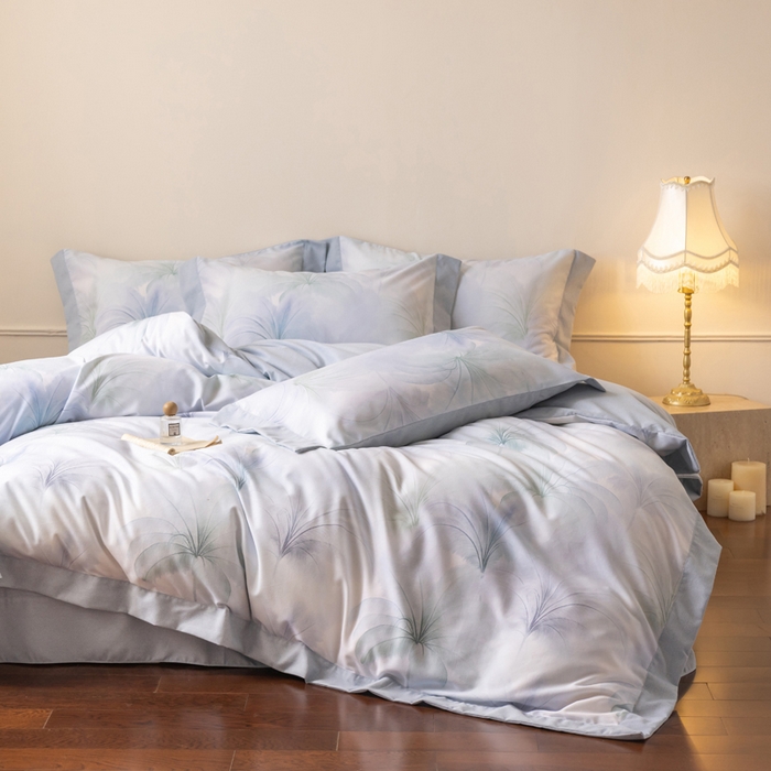 91家纺网 家纺一手货源 找家纺 巧玲珑 2025新款ABk版新疆棉双拼四件套（新花色已更新）白茶清欢