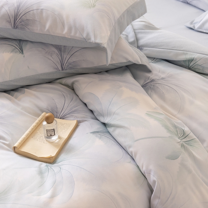 91家纺网 家纺一手货源 找家纺 巧玲珑 2025新款ABk版新疆棉双拼四件套（新花色已更新）白茶清欢