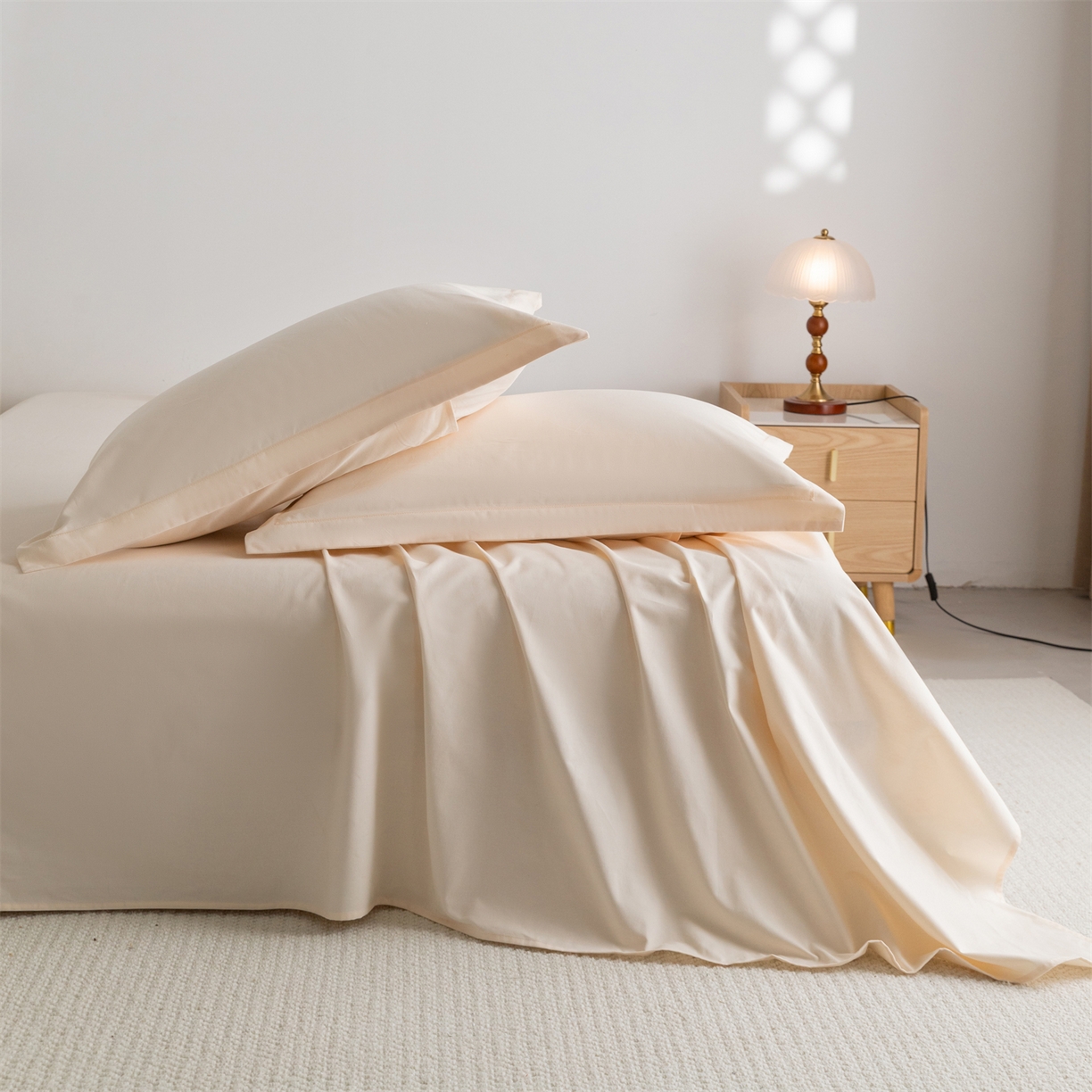 91家纺网 家纺一手货源 找家纺 宝时兰 2025新款加厚100%全棉高支高密长绒棉纯色磨毛床单纯棉单件床单-系列二【提供买家秀/可定制其他尺寸】 奶黄