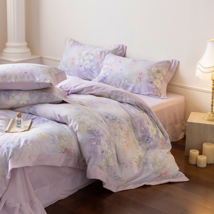 91家纺网 家纺一手货源 找家纺 巧玲珑 2025新款ABk版新疆棉双拼四件套（新花色已更新）春日来信