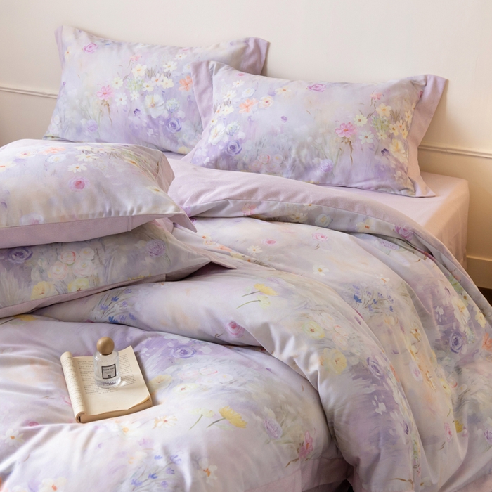 91家纺网 家纺一手货源 找家纺 巧玲珑 2025新款ABk版新疆棉双拼四件套（新花色已更新）春日来信