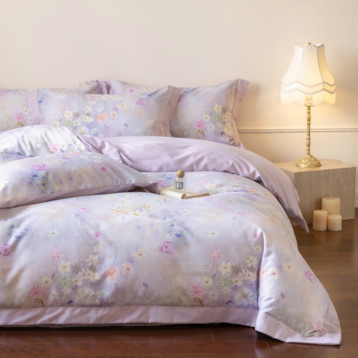 91家纺网 家纺一手货源 找家纺 巧玲珑 2025新款ABk版新疆棉双拼四件套（新花色已更新）春日来信