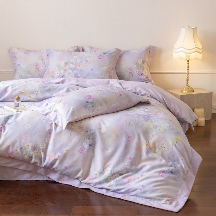 91家纺网 家纺一手货源 找家纺 巧玲珑 2025新款ABk版新疆棉双拼四件套（新花色已更新）春日来信