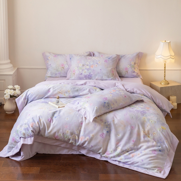 91家纺网 家纺一手货源 找家纺 巧玲珑 2025新款ABk版新疆棉双拼四件套（新花色已更新）春日来信