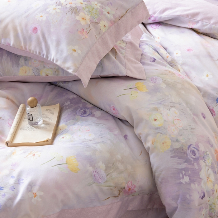 91家纺网 家纺一手货源 找家纺 巧玲珑 2025新款ABk版新疆棉双拼四件套（新花色已更新）春日来信