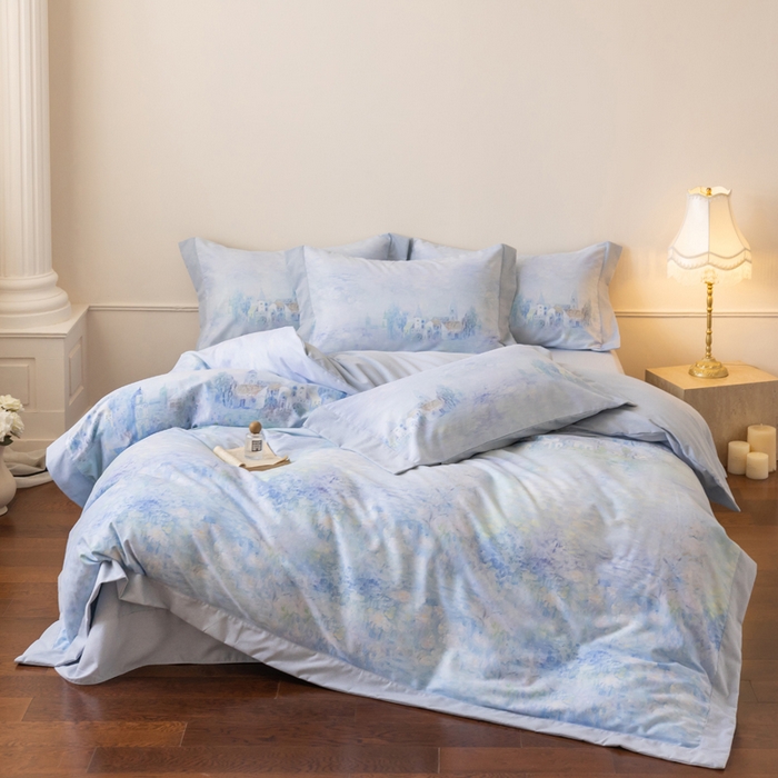 91家纺网 家纺一手货源 找家纺 巧玲珑 2025新款ABk版新疆棉双拼四件套（新花色已更新）繁花隽永