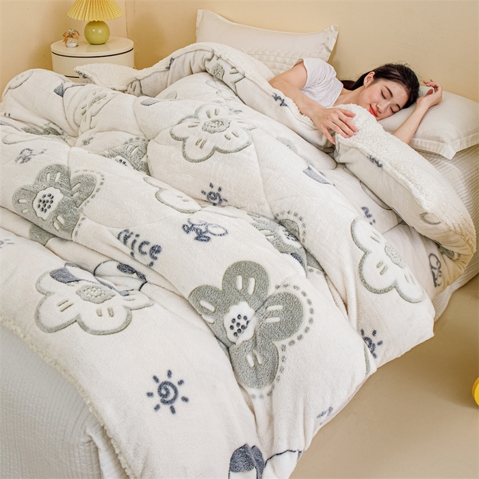 91家纺网 家纺一手货源 找家纺 曼町家居 2025新款加厚升级款雪花绒印花冬被 被子被芯 熊猫宝贝