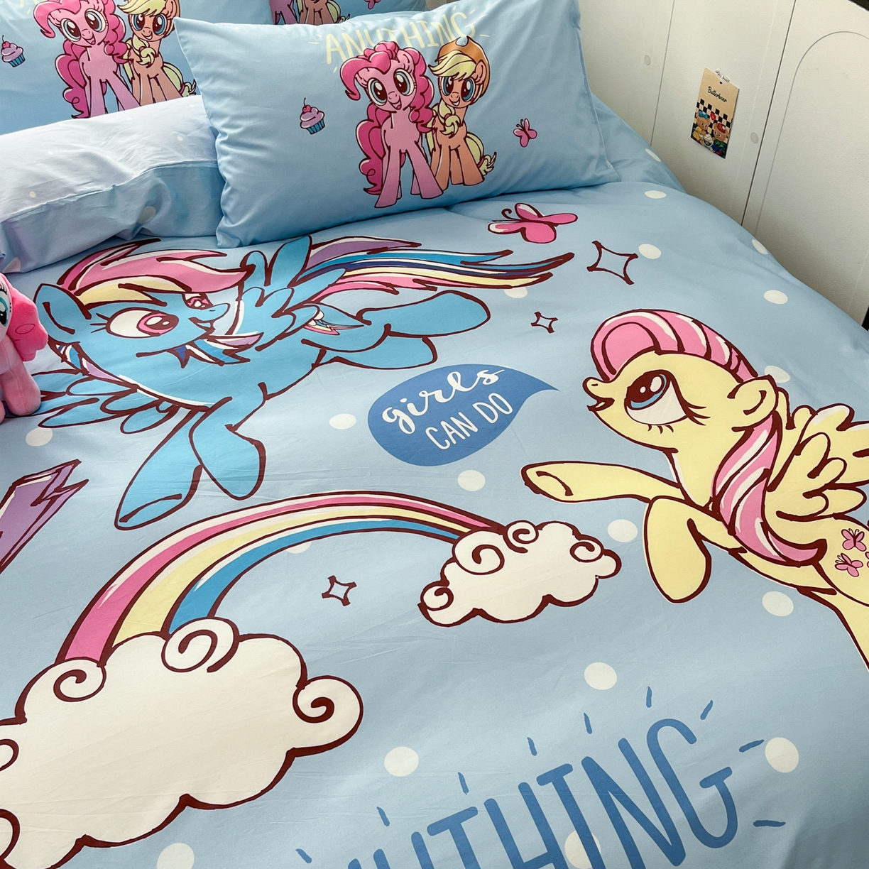 91家纺网 家纺一手货源 找家纺 暮思家居 2025新款正版授权小马宝莉大版全棉数码印花纯棉四件套 大版-魔力宝莉