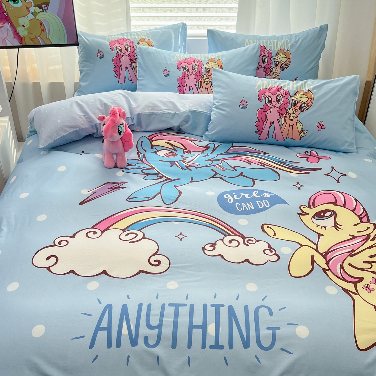 91家纺网 家纺一手货源 找家纺 暮思家居 2025新款正版授权小马宝莉大版全棉数码印花纯棉四件套 大版-魔力宝莉