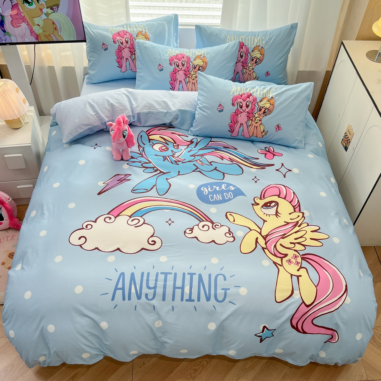 91家纺网 家纺一手货源 找家纺 暮思家居 2025新款正版授权小马宝莉大版全棉数码印花纯棉四件套 大版-魔力宝莉