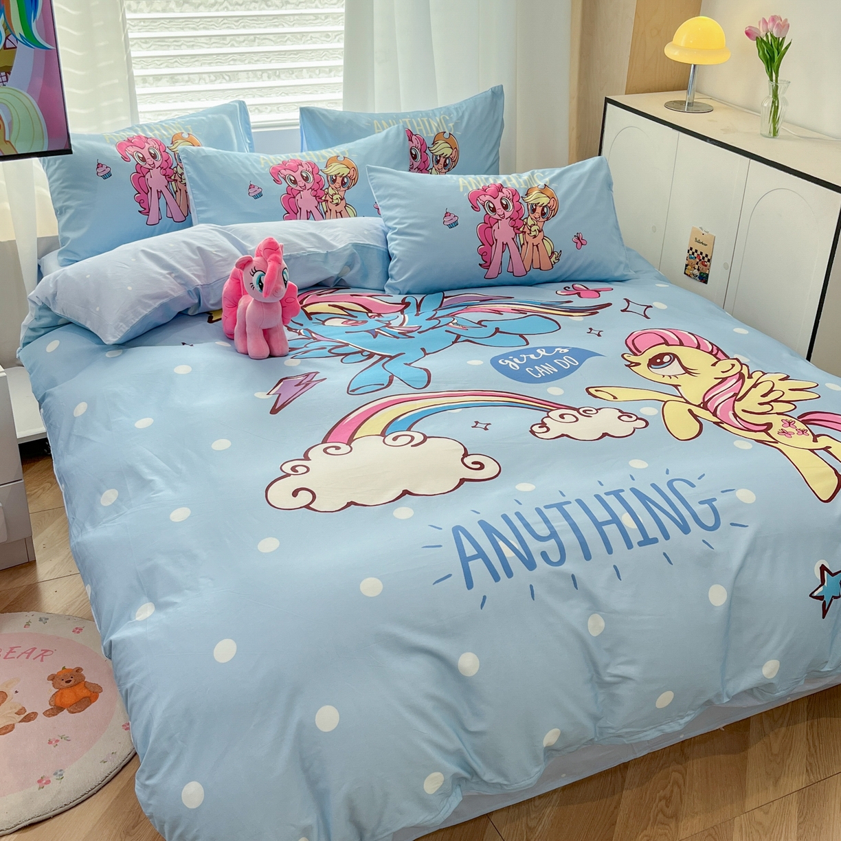 91家纺网 家纺一手货源 找家纺 暮思家居 2025新款正版授权小马宝莉大版全棉数码印花纯棉四件套 大版-魔力宝莉