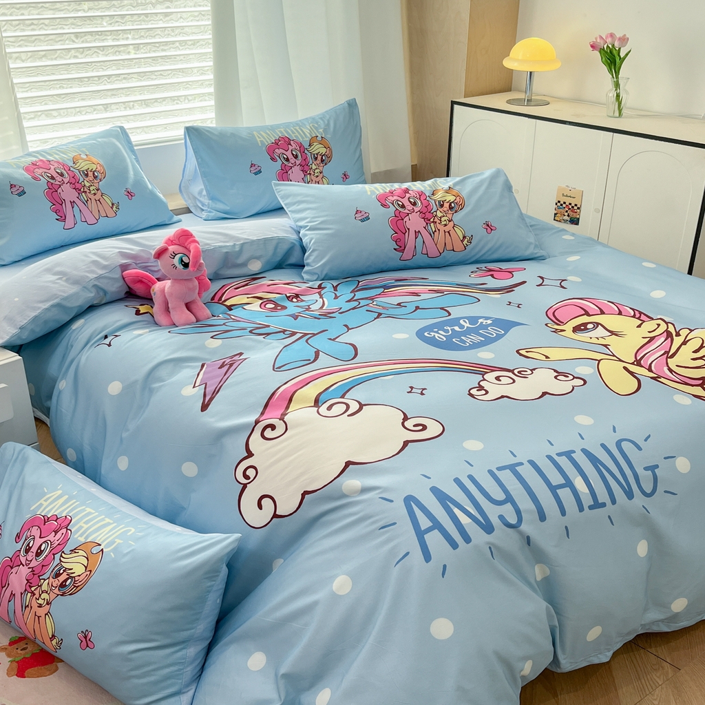 91家纺网 家纺一手货源 找家纺 暮思家居 2025新款正版授权小马宝莉大版全棉数码印花纯棉四件套 大版-魔力宝莉