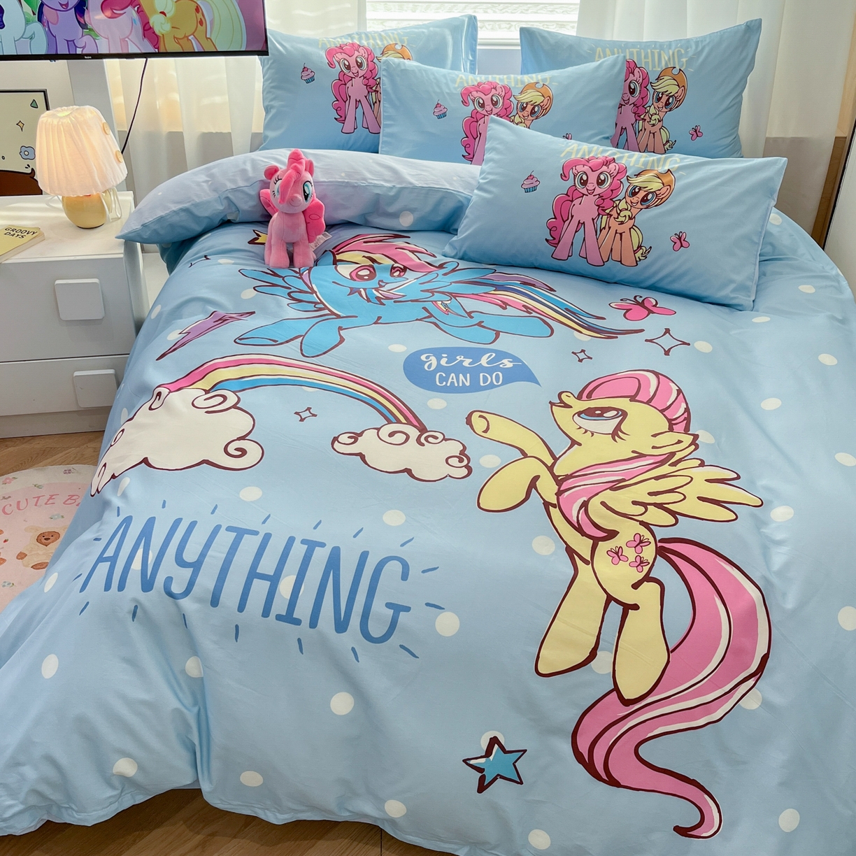 91家纺网 家纺一手货源 找家纺 暮思家居 2025新款正版授权小马宝莉大版全棉数码印花纯棉四件套 大版-魔力宝莉