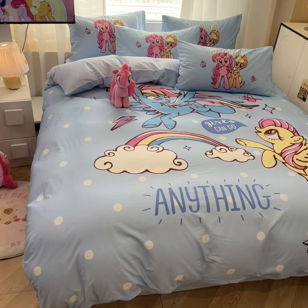 91家纺网 家纺一手货源 找家纺 暮思家居 2025新款正版授权小马宝莉大版全棉数码印花纯棉四件套 大版-魔力宝莉